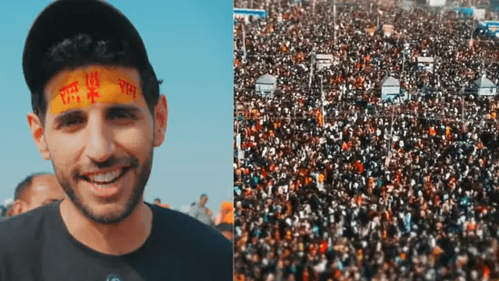 Popular vlogger Nas Daily attends Maha Kumbh.(Screengrab X/@nasdaily)